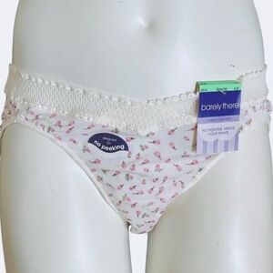 NWT Vintage Barely There Nylon Bikini Panty XL 8 Pink White Rosebud Lace Trim